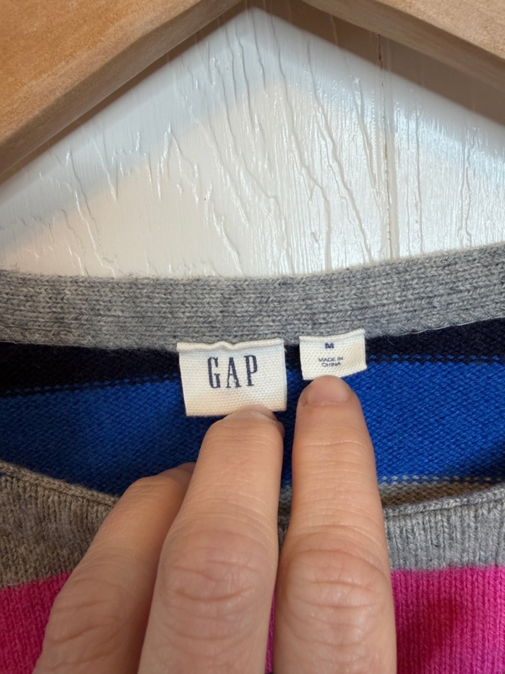 GAP 50% Merino Wool Multicolor Striped Crewneck Sweater - Picture 2 of 5
